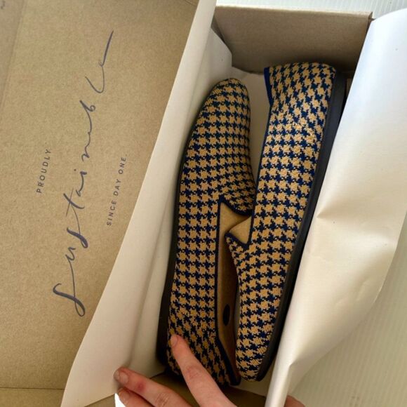 Rothy's Sapphire & Camel Houndstooth Loafer Women's Size 10.5 New In Box - Picture 3 of 7
